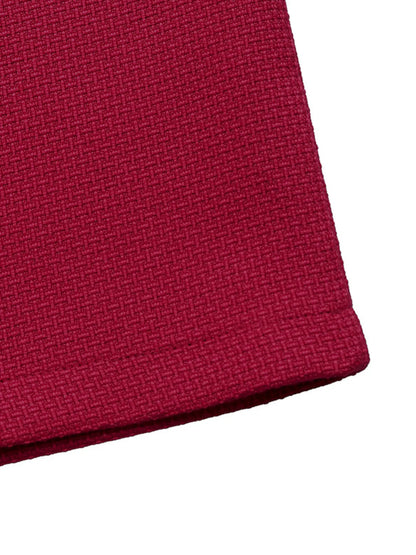 Robe moulante rouge à col V, liséré de perles et nœud – vue 10