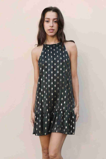 Robe Ourlet Volanté Lurex Métallisé Vert Chasseur by TYCHE