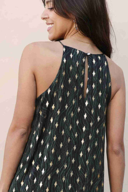 Robe Ourlet Volanté Lurex Métallisé Vert Chasseur by TYCHE