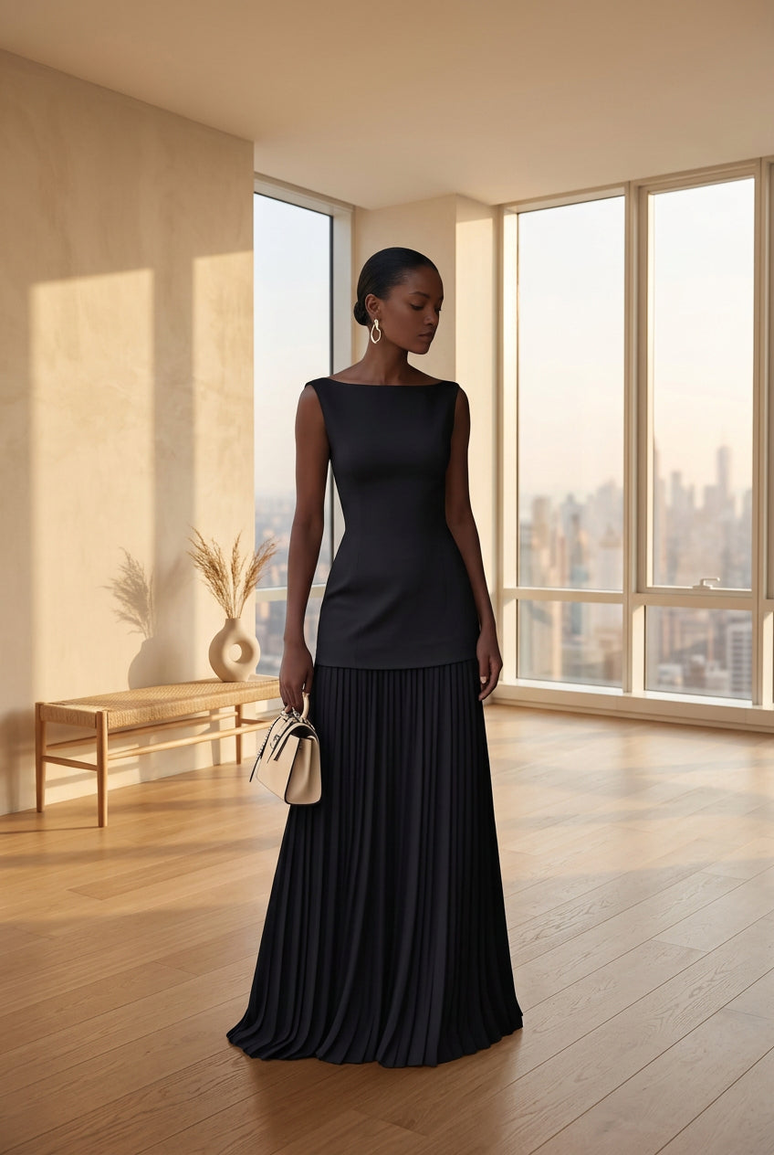 Robe plissée sans manches pour femme – vue 4