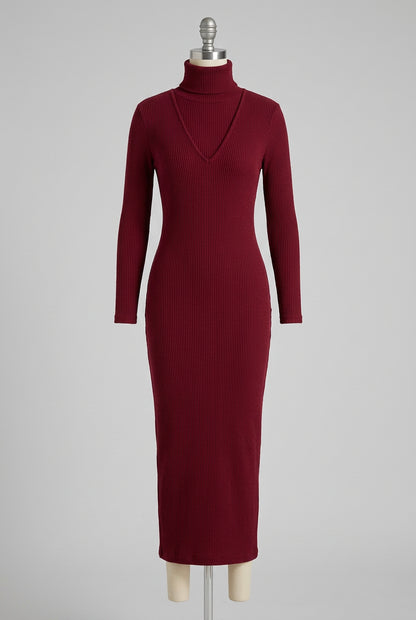 Robe pull côtelée à col V pour femme – vue 13