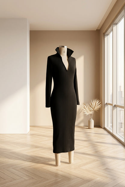 Robe pull côtelée à col V pour femme – vue 6