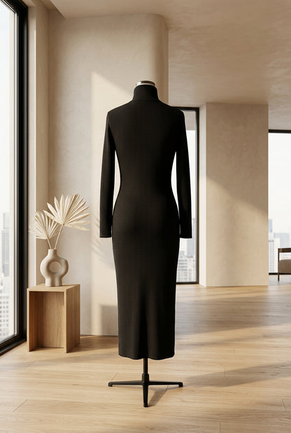 Robe pull côtelée à col V pour femme – vue 7