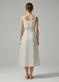 Robe midi rayée sans manches avec dos nu et ceinture à nouer