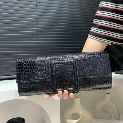 Sac à main rétro à motif crocodile noir pour femme – vue 3