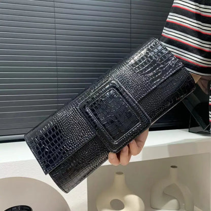 Sac à main rétro à motif crocodile noir pour femme – vue 4