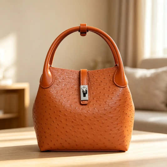 Sac seau pour femme effet cuir grain d'autruche – vue 1