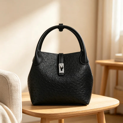 Sac seau pour femme effet cuir grain d'autruche – vue 3