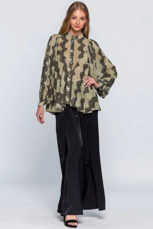 Sheer Lace-Detailed Women Shirt - Premium blouse - Shop now at Oléna-Fashion