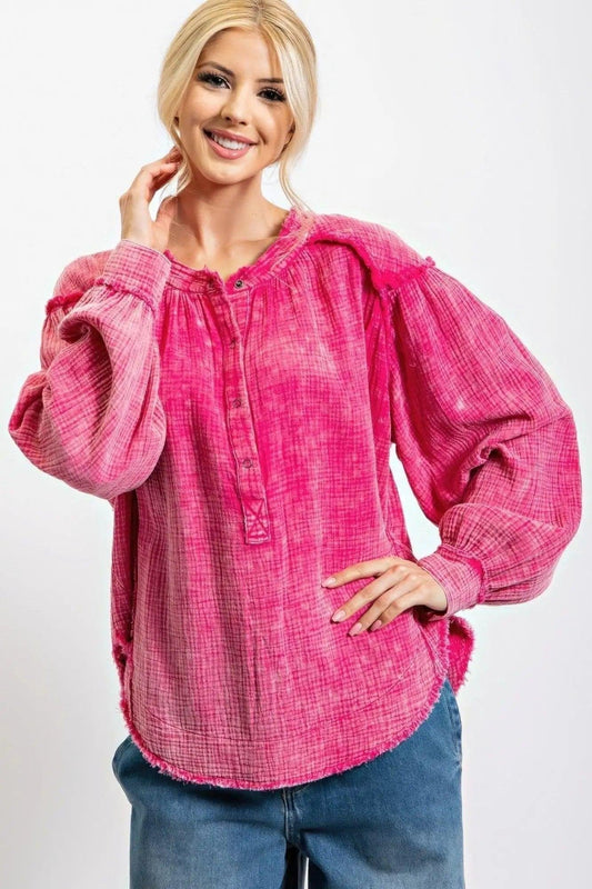 Shop the Washed Cotton Gauze Tunic for Casual Elegance - Premium Tunic - Shop now at Oléna-Fashion