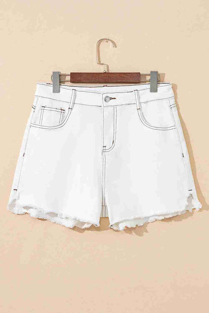 Short Jean Blanc Taille Haute Ourlet Brut Femme by Dear-Lover Dropshipping