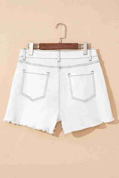 Short Jean Blanc Taille Haute Ourlet Brut Femme by Dear-Lover Dropshipping