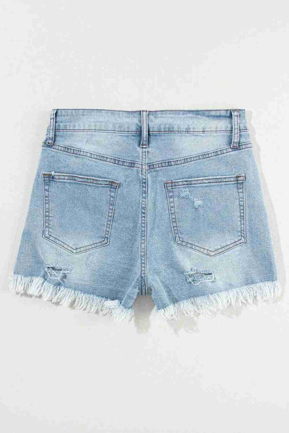 Short Jean Taille Haute Déchiré Bleu Clair Femme - Ourlet Brut by Dear-Lover Dropshipping