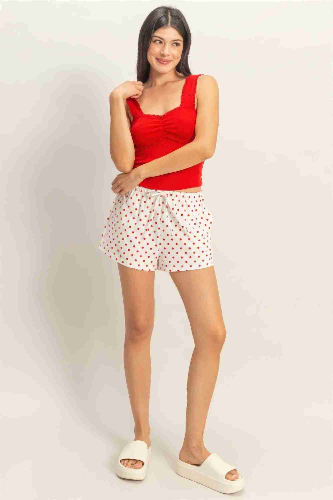 Short à Pois Cordon Femme – Confort Coton & Style Estival Oléna-Fashion