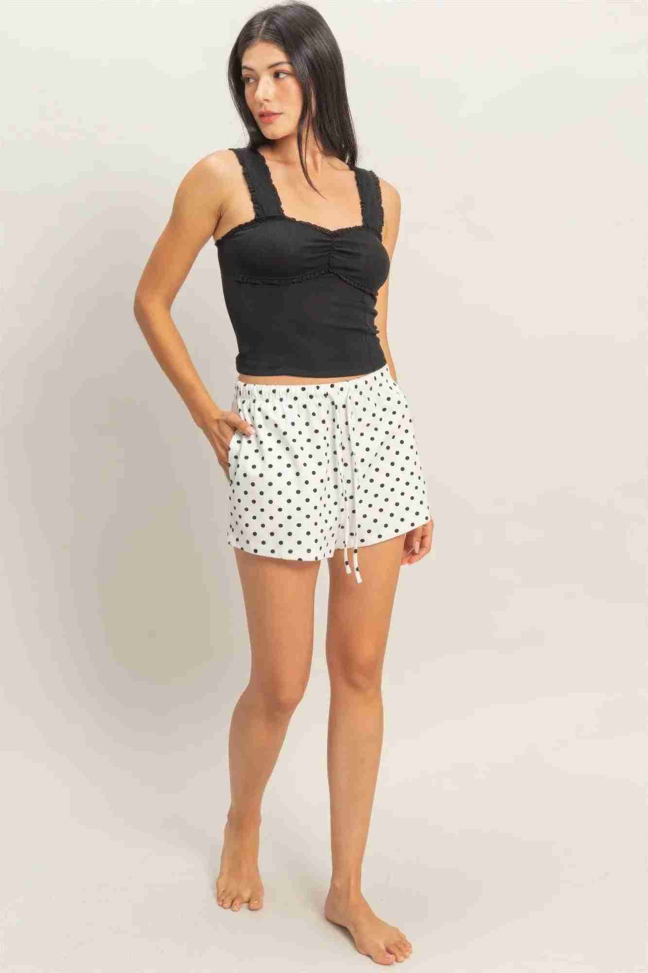 Short à Pois Cordon Femme – Confort Coton & Style Estival Oléna-Fashion
