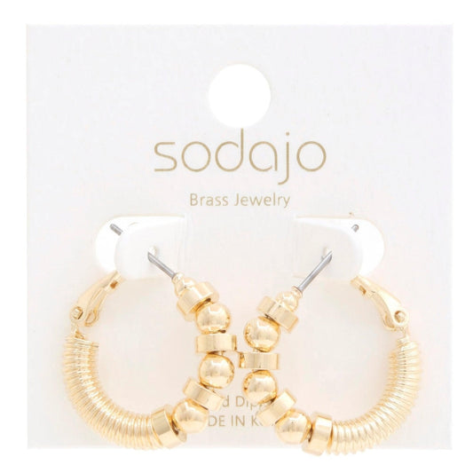 Sodajo Ball Bead Link Gold Dipped Hoop Earring - Premium  - Shop now at Oléna-Fashion