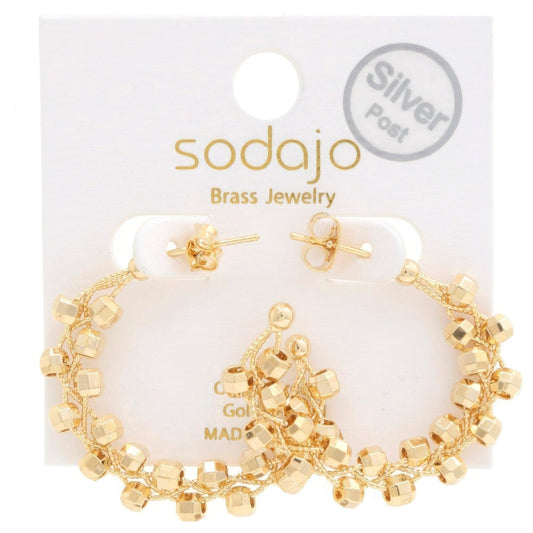 Sodajo Beaded Open Hoop Gold Dipped Earring - Premium  - Shop now at Oléna-Fashion