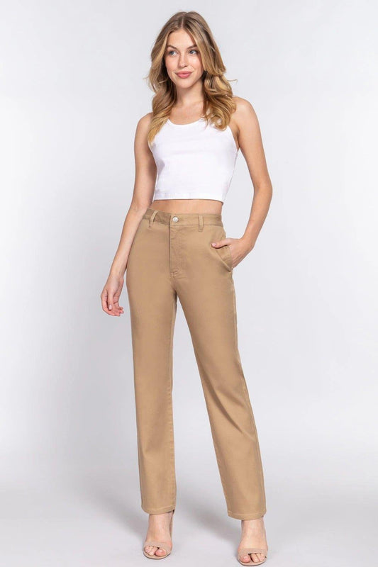 Straight Fit Twill Long Pants - Premium  - Shop now at Oléna-Fashion