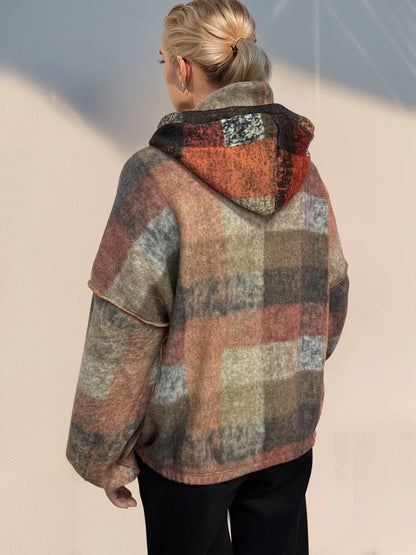 Sweat à capuche femme demi-zip en polaire à coutures apparentes – vue 3