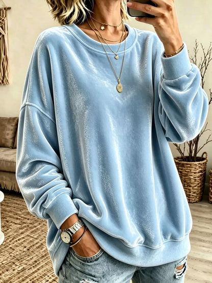 Sweat ample en velours pour femme grande taille – vue 1