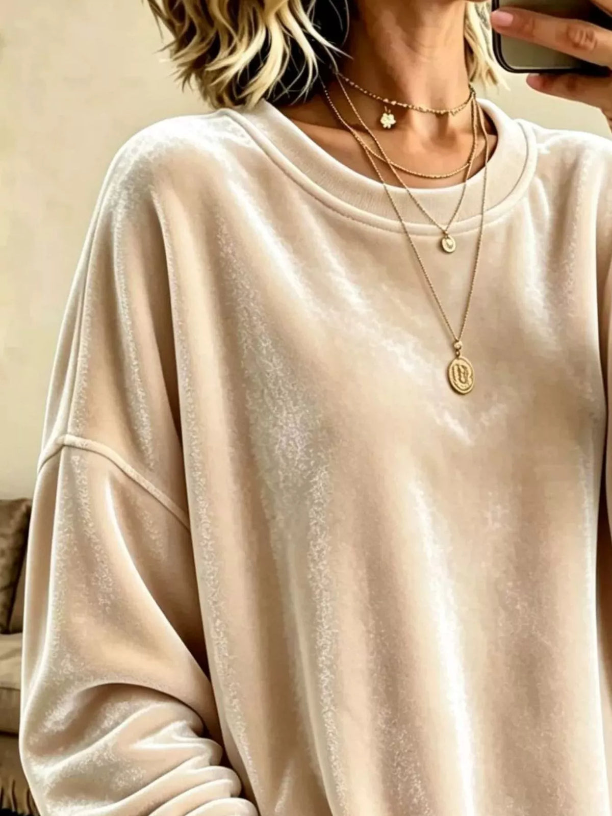 Sweat ample en velours pour femme grande taille – vue 4