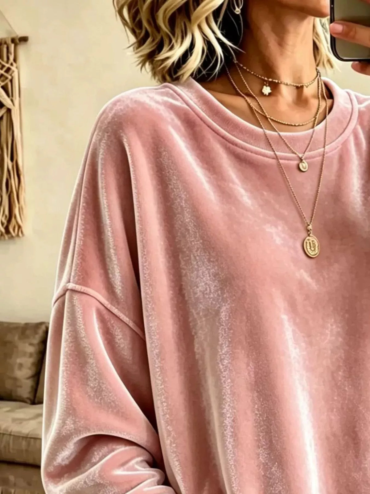 Sweat ample en velours pour femme grande taille – vue 6