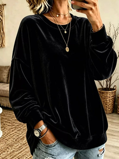 Sweat ample en velours pour femme grande taille – vue 9
