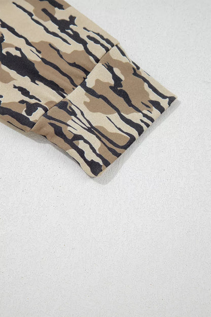 Sweat camouflage kaki à col zippé pour femme – vue 13