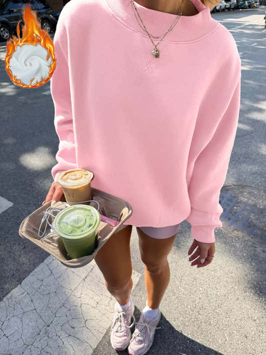 Sweat col montant ample rose pour femme – vue 2