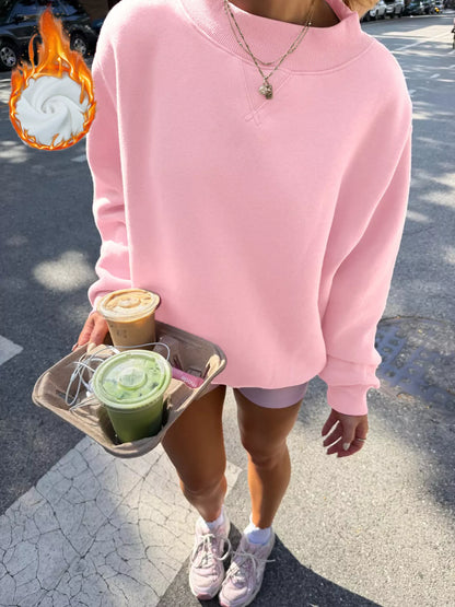 Sweat col montant ample rose pour femme – vue 2