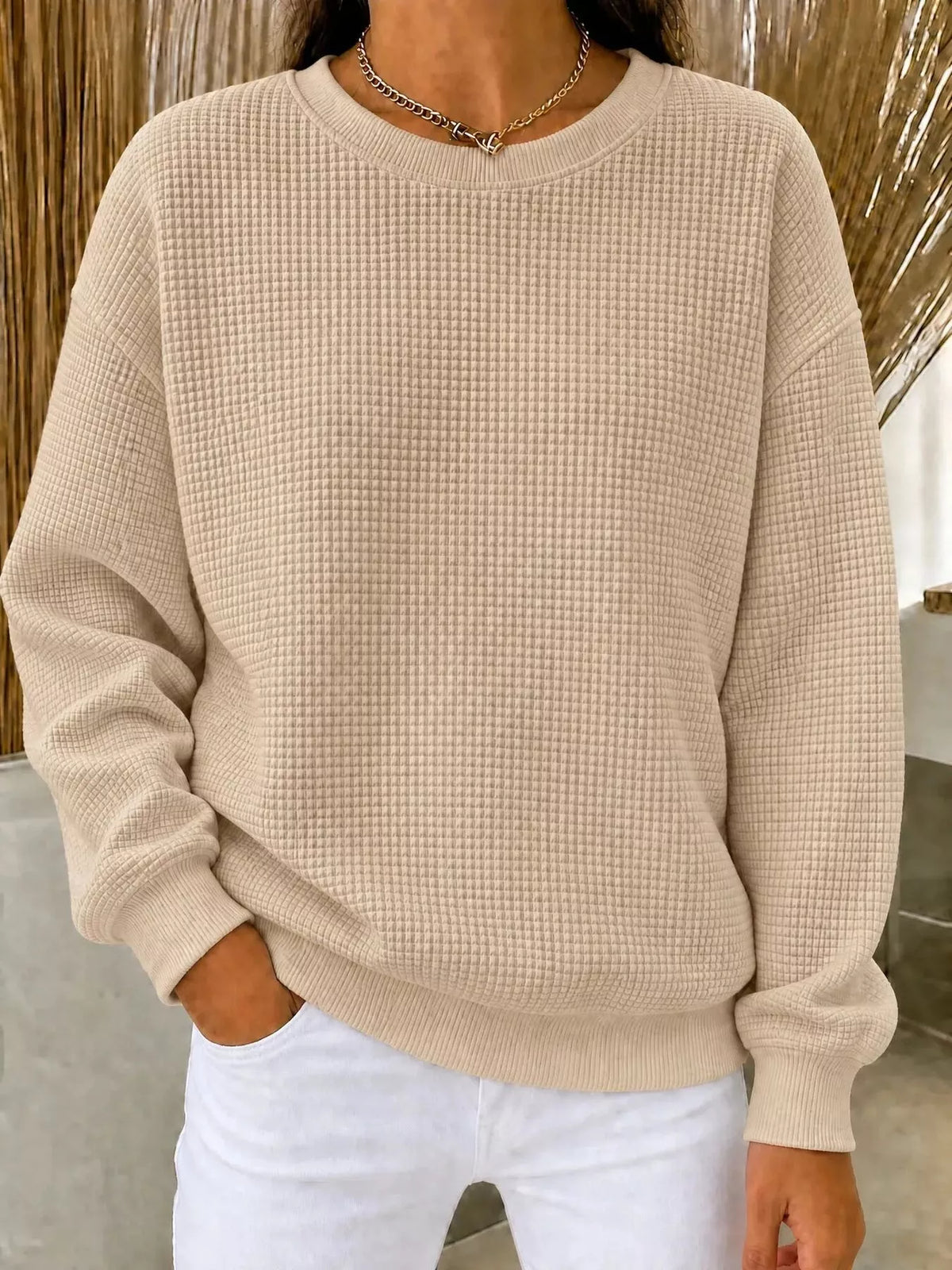 Sweat col rond en maille gaufrée pour femme – vue 13