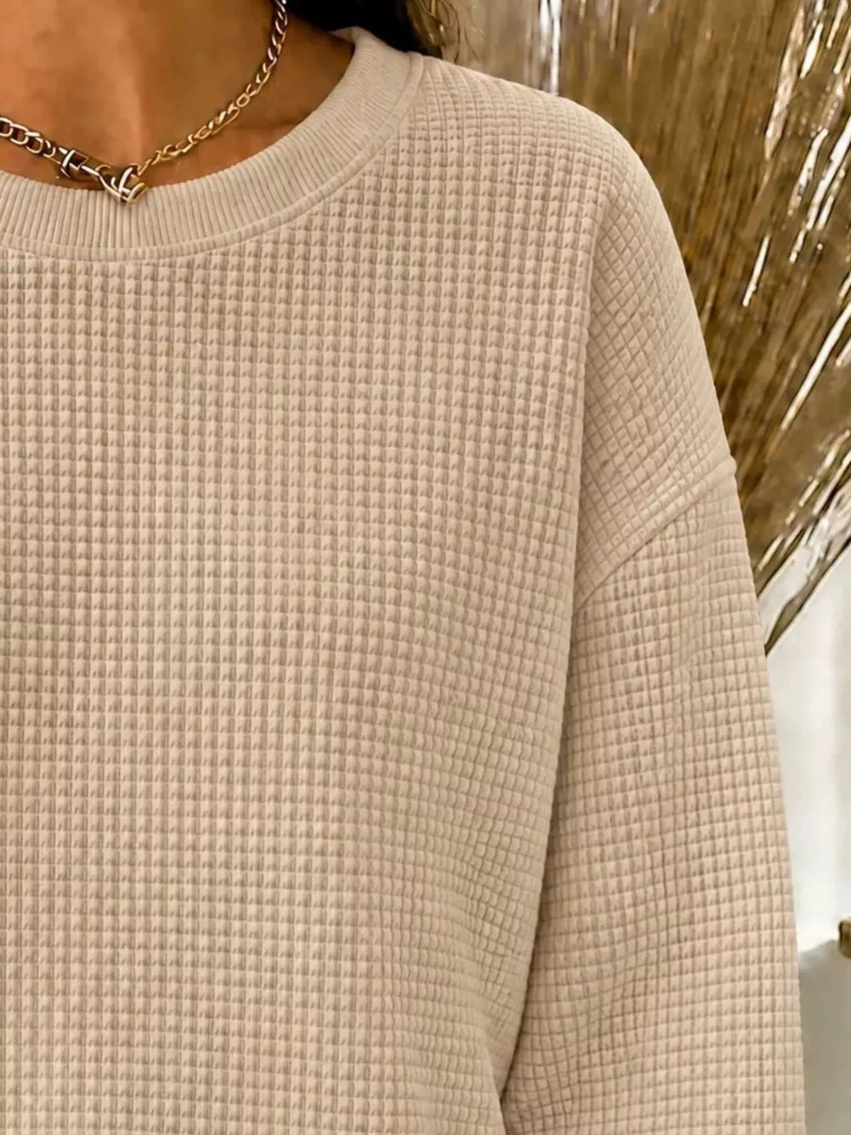 Sweat col rond en maille gaufrée pour femme – vue 14