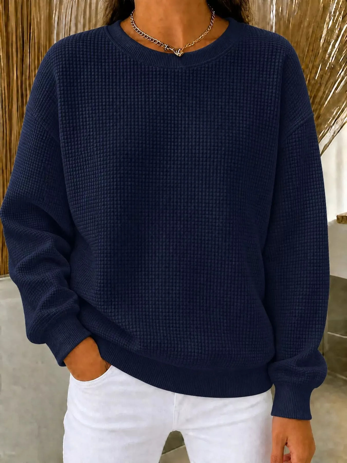 Sweat col rond en maille gaufrée pour femme – vue 17
