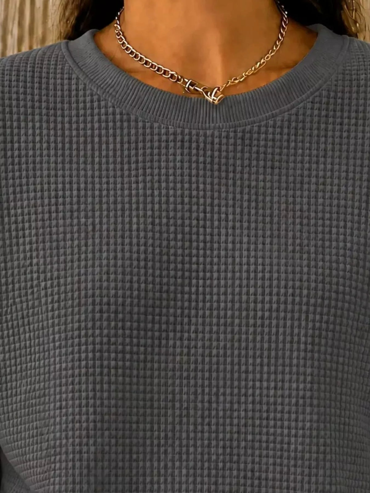 Sweat col rond en maille gaufrée pour femme – vue 20