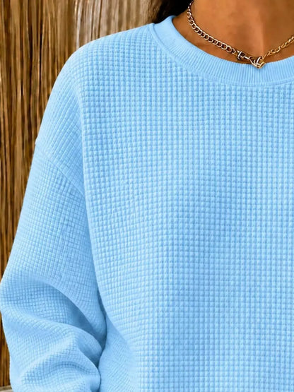 Sweat col rond en maille gaufrée pour femme – vue 4