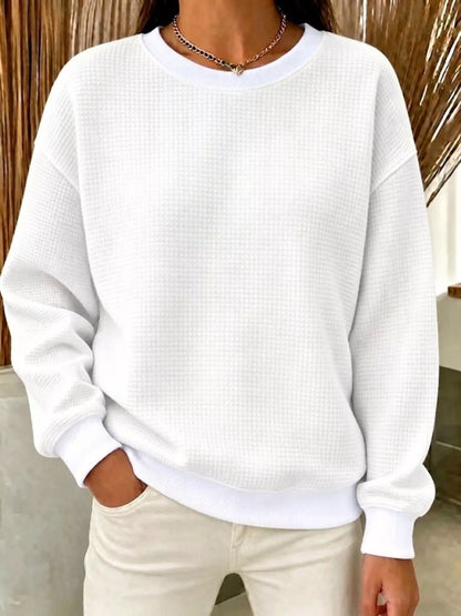 Sweat col rond en maille gaufrée pour femme – vue 5