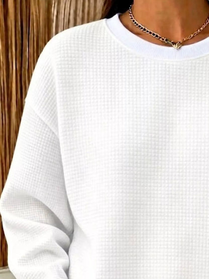 Sweat col rond en maille gaufrée pour femme – vue 6