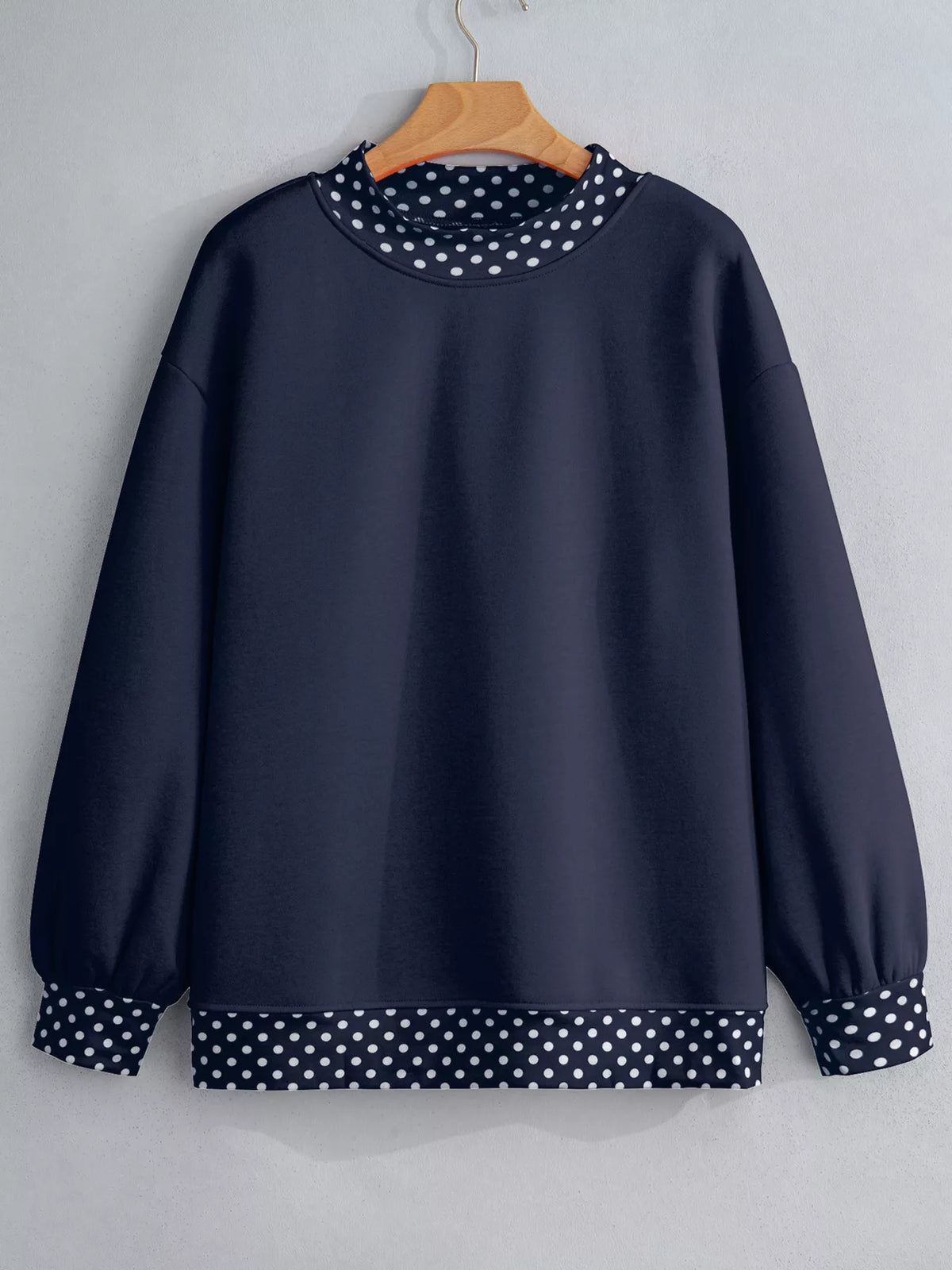 Sweat col rond à pois et bords contrastés pour femme – vue 2