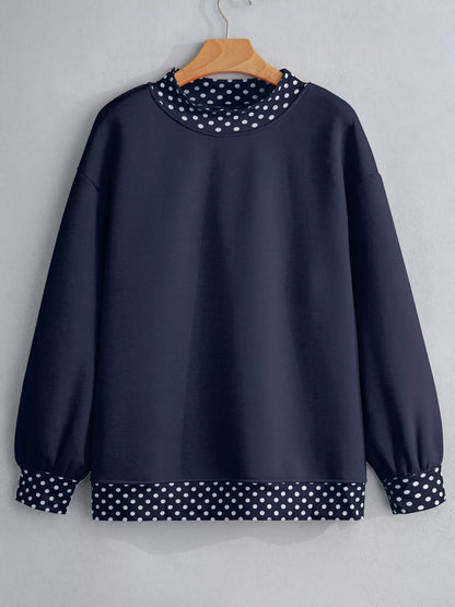 Sweat col rond à pois et bords contrastés pour femme – vue 2
