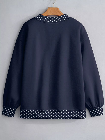 Sweat col rond à pois et bords contrastés pour femme – vue 3