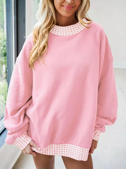 Sweat à bordures vichy et épaules tombantes pour femme – vue 10