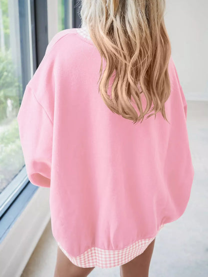 Sweat à bordures vichy et épaules tombantes pour femme – vue 12
