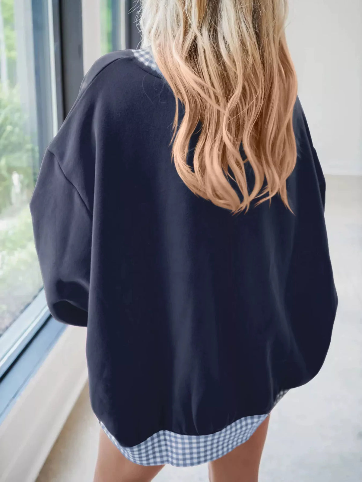 Sweat à bordures vichy et épaules tombantes pour femme – vue 8