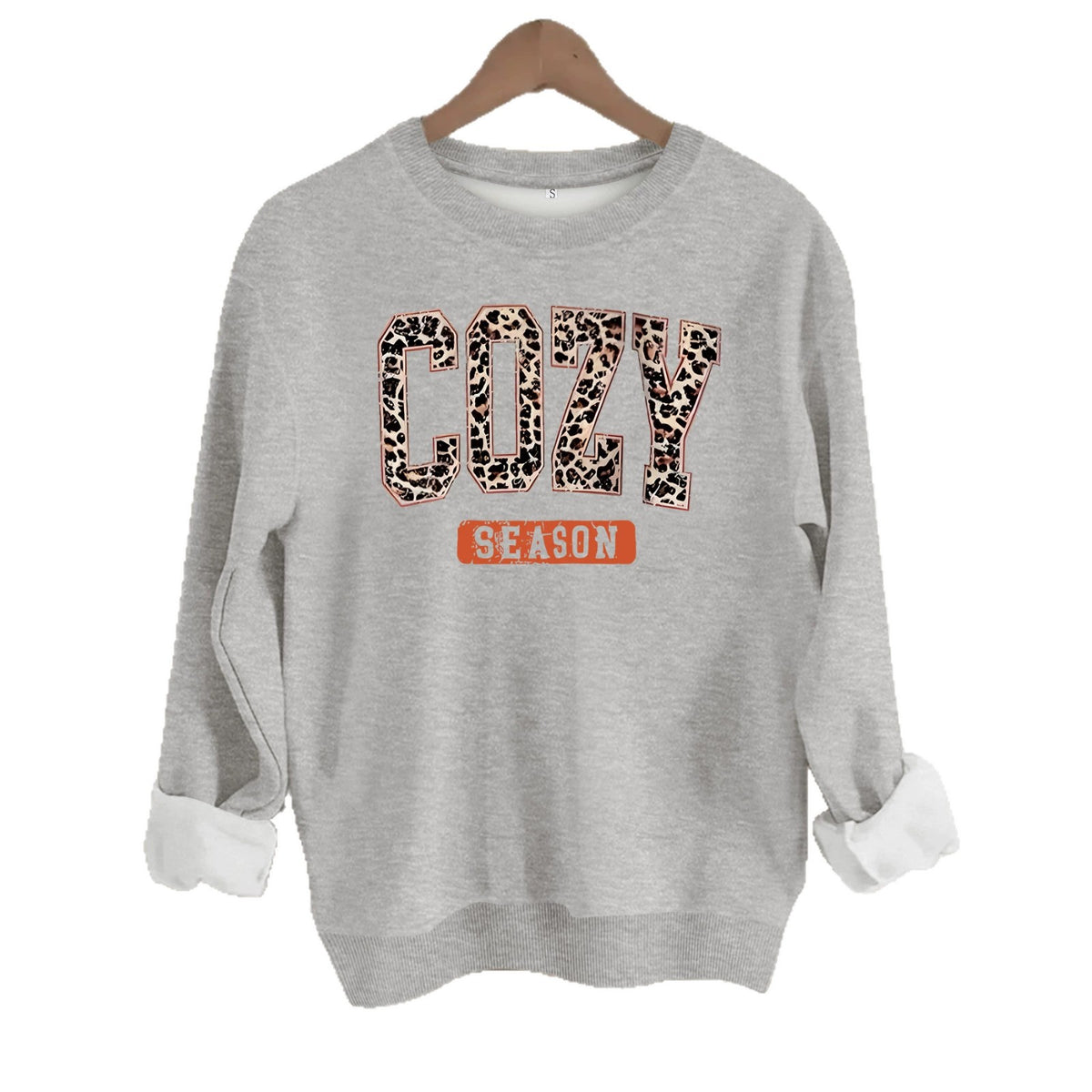 Sweat femme col rond à manches lanternes, lettrage Cozy Season – vue 1