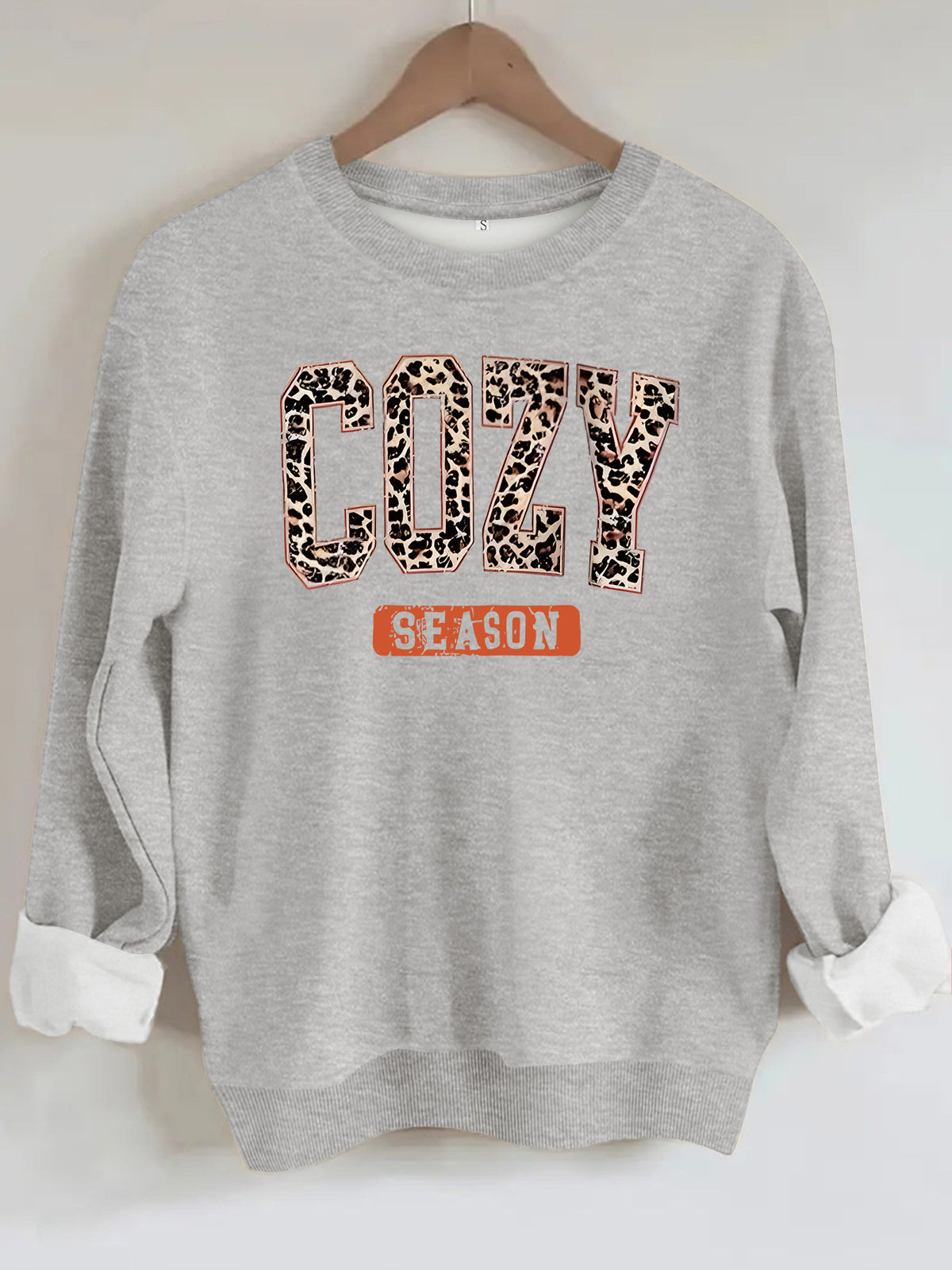 Sweat femme col rond à manches lanternes, lettrage Cozy Season – vue 10