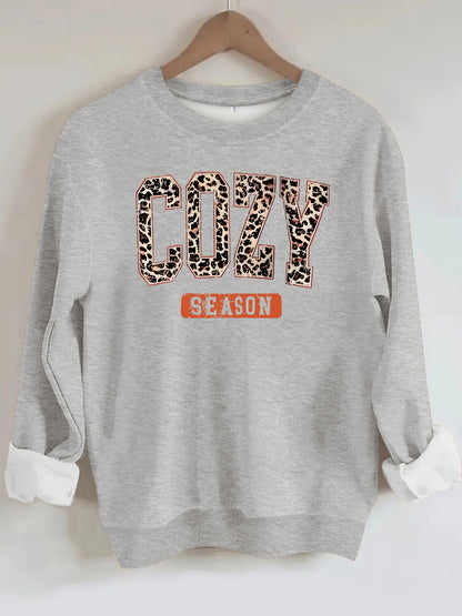 Sweat femme col rond à manches lanternes, lettrage Cozy Season – vue 10
