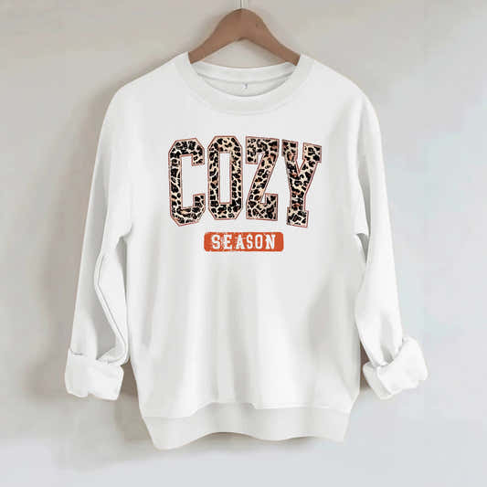 Sweat femme col rond à manches lanternes, lettrage Cozy Season – vue 2