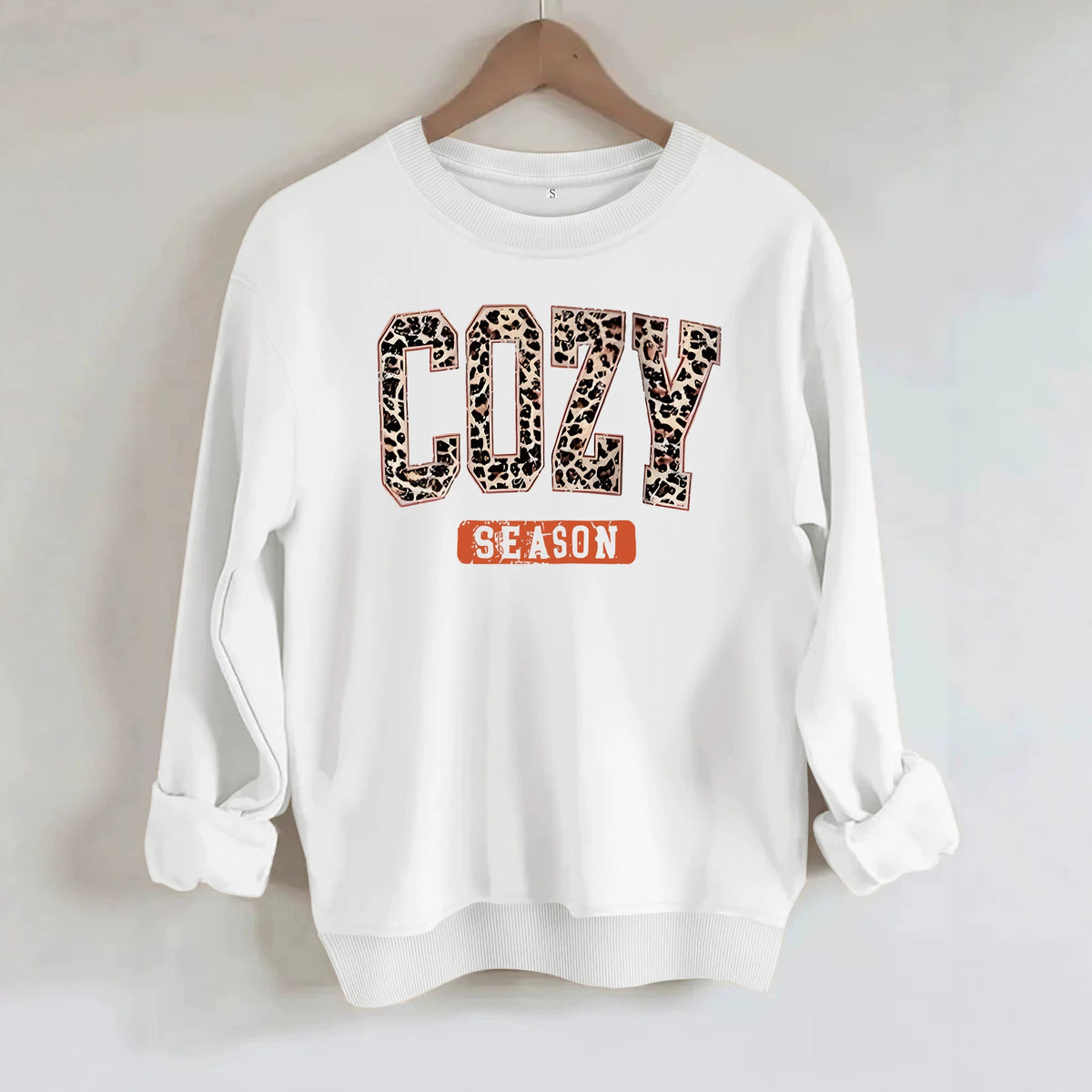 Sweat femme col rond à manches lanternes, lettrage Cozy Season – vue 2