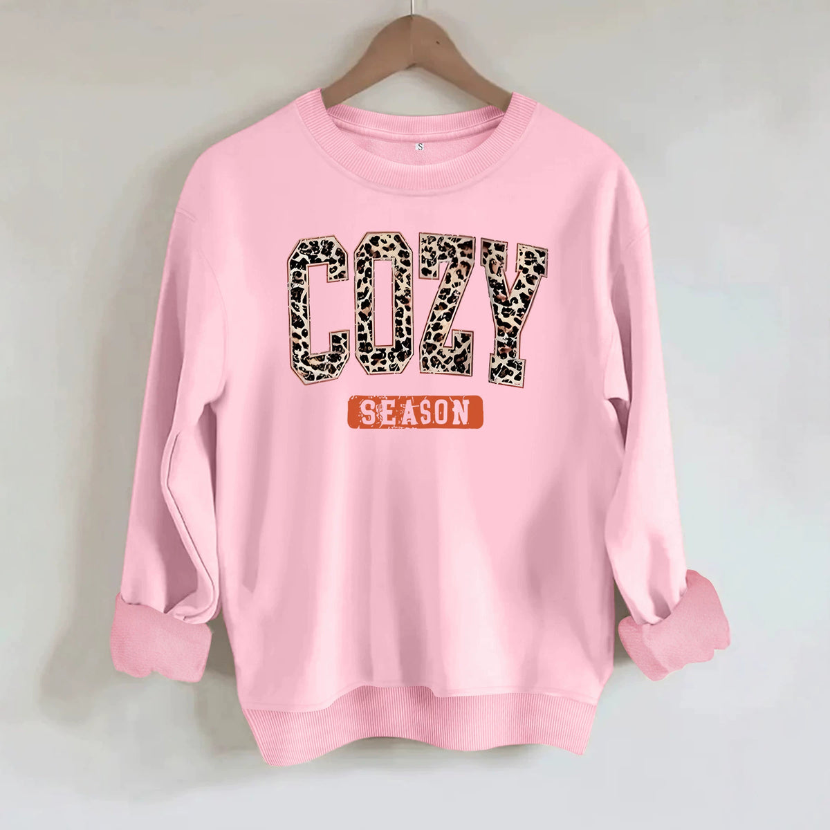 Sweat femme col rond à manches lanternes, lettrage Cozy Season – vue 3