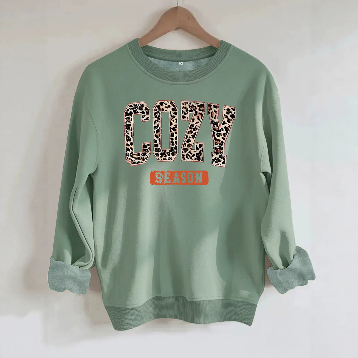 Sweat femme col rond à manches lanternes, lettrage Cozy Season – vue 4